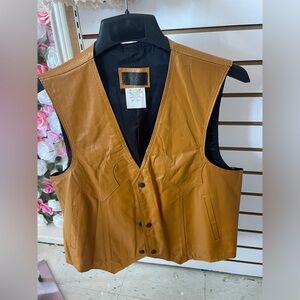 Men's Genuine Leather Vest Western Style orange/yellow